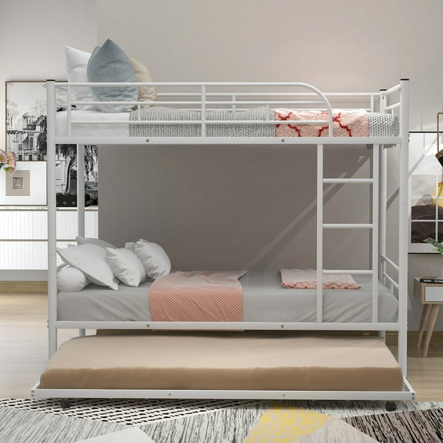 Twin Size Bunk Bed Frame, SYNGAR Space Saving Twin Over Twin Bunk Bed