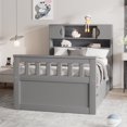 thumbnail image 1 of [Luckynote]Twin Size Captain Platform Bed Frame with Storage Bookcases and Shelves,Four Drawers, Gray, 1 of 11