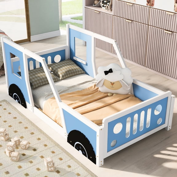 Twin Size - Car Bed with Distinctive Look - Bedroom Atmosphere - Solid Wood Bedstead