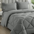 thumbnail image 1 of Twin Size Comforter Set, 7 Pieces Bed in a Bag, Reversible Bedding Sets with All Season Soft Quilted Lightweight 1 Comforter, 1 Flat Sheet, 1 Fitted Sheet, 1 Pillow Shams, 1 Pillowcases,Light Grey, 1 of 4