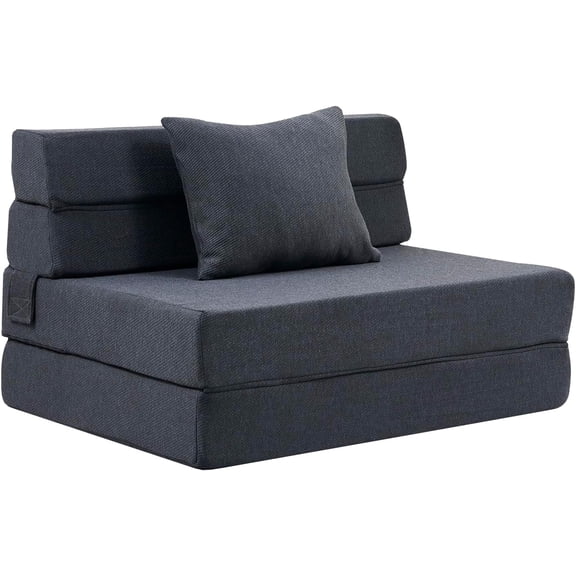 Twin Size Convertible Folding Sofa Bed, Convertible Sleeper Chair with Pillow, Foldable Memory Foam Floor Futon Couch & Sleeping Mattress, Lazy Sofa for Bedroom/Living Room/Dorm/Office