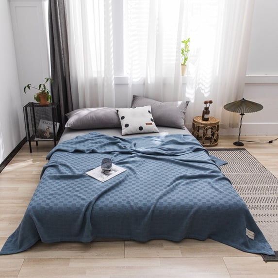 Twin Size Cotton Thermal Blanket, All-Season Breathable Bed Throw, Soft and Comfortable, Machine Washable, 59 x 39 Inches