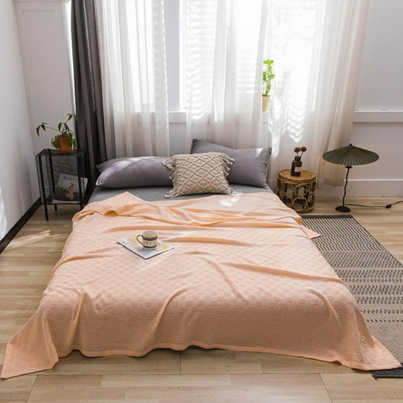 Twin Size Cotton Thermal Blanket - All Season Breathable Soft Bed Throw in Multiple Colors