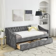 thumbnail image 1 of Twin Size Daybed with 2 Storage Drawers, Button Tufted Upholstered Sofa Bed with Nail Head Trim, Daybed for Bedroom Living Room, 500LBS Weight Capacity, Gray, 1 of 7