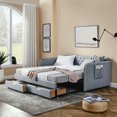 thumbnail image 1 of Twin Size Daybed with 2 Storage Drawers, Upholstered Daybed with Side Pocket, Sofa Bed Frame for Living Room, Bedroom and Guest Room, No Box Spring Needed, Grey, 1 of 8