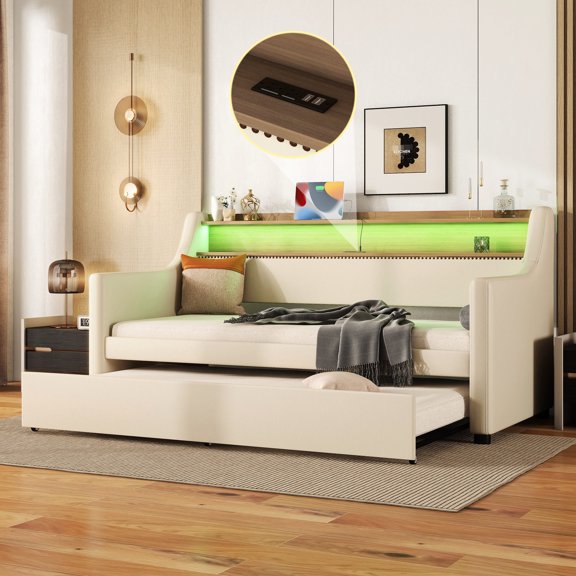 Twin Size Daybed | Power Socket & Space - Saving Design | Studio Apartment