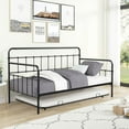 thumbnail image 1 of Twin Size Daybed with Pull Out Trundle, Heavy Duty Metal Sofa Bed for Kids Teens Adults, Premium Steel Slat Support, No Spring Box Needed, Black 77.48"L x 41.1"W x 43.3"H, 1 of 9