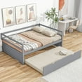 thumbnail image 1 of Twin Size Daybed with Trundle, Wood Sofa Bed for Bedroom Living Room, Solid Wood Bed Frame with Slats Support and Guardrail, No Box Spring Needed, Gray, 1 of 9