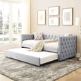 thumbnail image 1 of Twin Size Daybed with Reinforced Frame / Trundle with Smooth Casters for Easy Use, 1 of 5