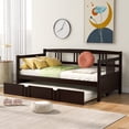 thumbnail image 1 of Harper & Bright Designs Twin Size Daybed with Trundle Included Wood Slat Support for Boys Girls Adult, Espresso, 1 of 13