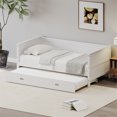 thumbnail image 1 of Twin Size Daybed with Trundle, Solid Wood Daybed Frame for Kids Teens Guests, Space Saving Twin Bed for Bedroom, 1 of 7