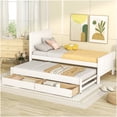 thumbnail image 1 of Twin Size Daybed with Trundle and Storage, Platform Bed Frame with Drawers, No Box Spring Required, White Finish, 1 of 10