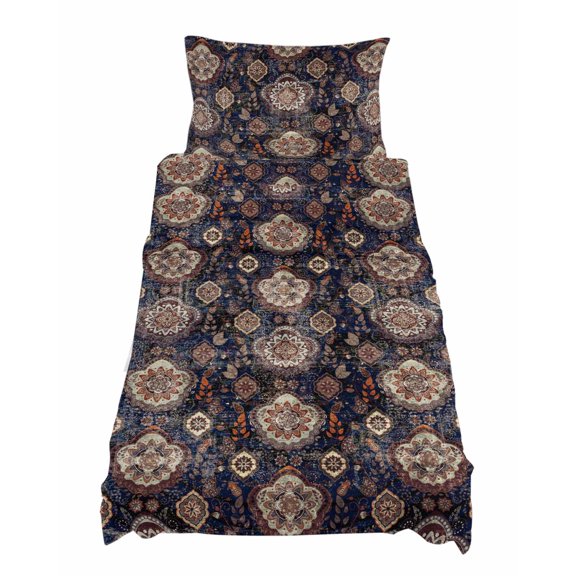 Twin Size Ethnic Tribal Sheet Sets Turkish Retro Flower Abstract Geometric Soft Breathable Microfiber Bed Sheets Deep Pockets 4 Piece Bed Sheets Set, 1 Fitted Sheet, 1 Flat Sheet & 1 Pillowcases