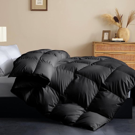 Twin Size Feather Down Fiber Comforter - Ultra Soft 100% Cotton Duvet Insert, All Season Hotel Luxury Bedding with Corner Tabs, 68"x90" White