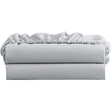 Twin Size Fitted Sheet 1 Piece - 400 Thread Count - 100% Egyptian Cotton - 8" Deep Pocket Fully Elastic Sheet - Light Grey Solid.