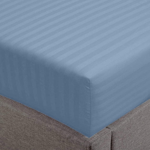 Twin Size Fitted Sheet 100% Cotton Damask Sateen Weave Striped ...