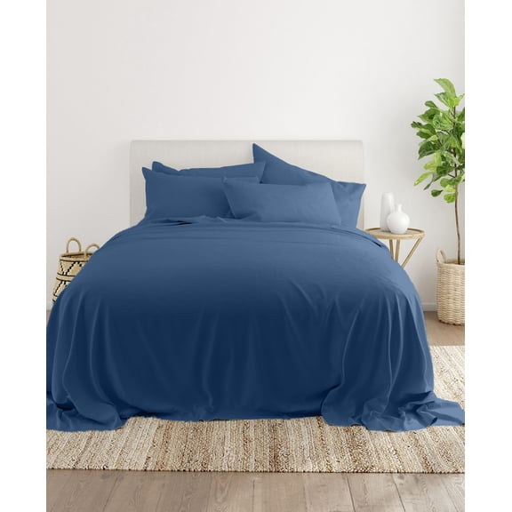 Twin Size Flat Sheet Only - 1000-Thread-Count Pure Egyptian Cotton Single Oversized Flat Sheet, 1000TC Soft Breathabel Sateen Weave - Mediterranean Blue Color