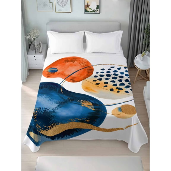 Twin Size Flat Sheet Only,Boho Terracotta Aesthetic Soft Top Bed Sheets Breathable Bedding Sheet Color Block Minimalist Art Microfiber Hotel Luxury Top Sheets