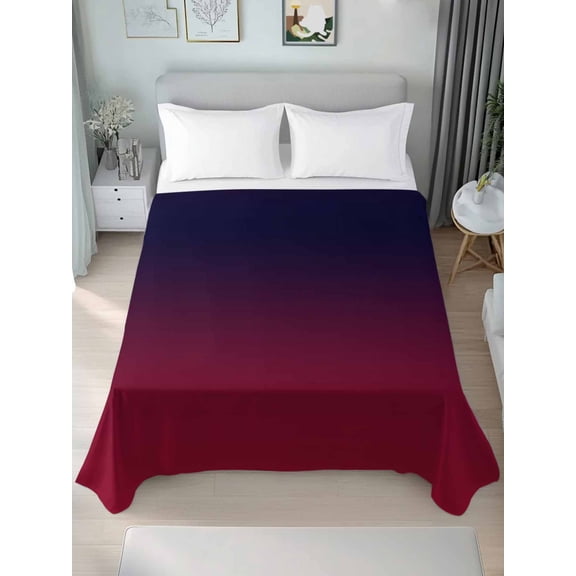 Twin Size Flat Sheet Only,Burgundy Red Gradient Ombre Soft Top Bed Sheets Breathable Bedding Sheet Dark Maroon Shadow Microfiber Hotel Luxury Top Sheets