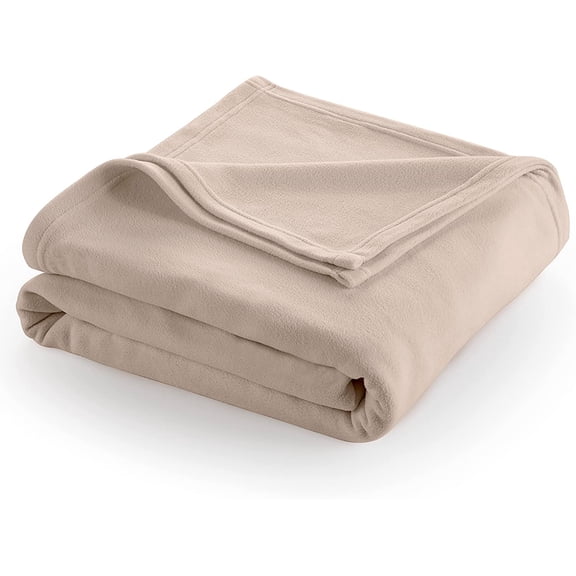 Twin Size Fleece Bed Blanket | Comfy Supersoft Fleece Blanket All-Season Light Weight Throw Blanket | Luxuriously Soft | Throw Blanket for Couch and Sofa | Machine Wash | Beige