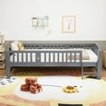 thumbnail image 1 of Sesslife Twin Size Platform Bed for Kids, Solid Wood Toddler Bed Frame with Slats, Fence Guardrail Ladder, Montessori Floor Bed for Boys Girls, No Box Spring Needed, Holds 400 lbs, Grey, 1 of 10