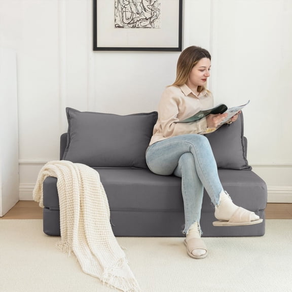 Twin-Size Floor Couch with Backrest - Versatile for Living Room/Dorm/Guest Room/Home Office