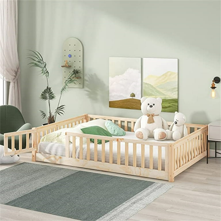 Twin Size Floor Platform Bed for Kids Montessori Bed Frame with