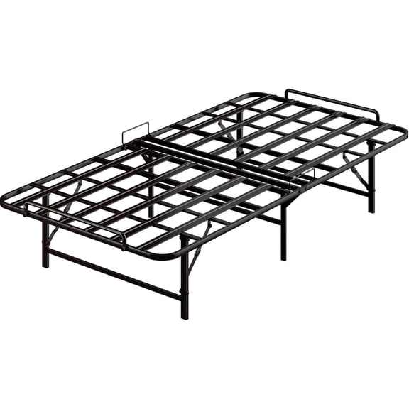 Twin Size Foldable Metal Platform Bed Frame 14 Inch High, Portable & Sturdy Steel Bed Frame, Tool Free Easy Assembly, No Box Spring Needed, Black