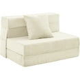 thumbnail image 1 of Twin Size Folding Sofa Bed - 4 in 1 Convertible Sleeper Chair with Pillow - High Density Memory Foam Futon Couch - Foldable Bed for Living Room Bedroom (Beige), 1 of 9