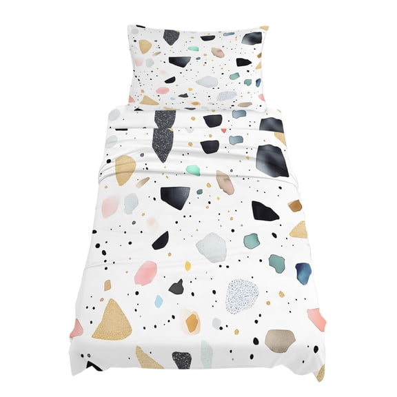 Twin Size Fragments Puzzles Art Sheet Sets Colorful Dot Art Soft Breathable Microfiber Bed Sheets Deep Pockets 4 Piece Bed Sheets Set, 1 Fitted Sheet, 1 Flat Sheet & 1 Pillowcases