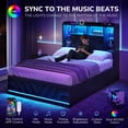 thumbnail image 1 of Twin Size Gaming Bed Frame with 2 Storage Drawers, LED Lights & Charging Station, Esports-Style Upholstered Platform Twin Beds with Bookcase Headboard, No Box Spring Needed, Black, 1 of 9