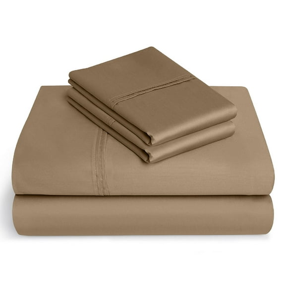 Twin Size Giza Sheets - Premium 400-Thread-Count Soft 100% Pure Giza Egyptian Cotton 4PC Bed Sheet Set, 24" Inches Deep Pockets - Taupe