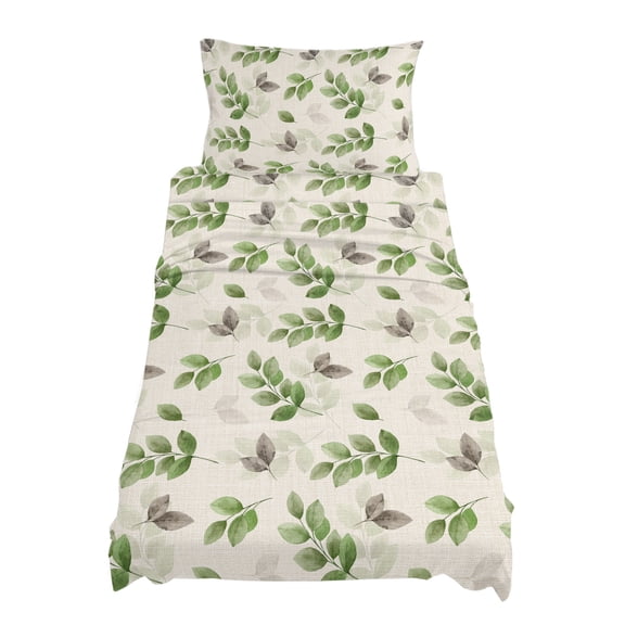 Twin Size Gray Green Sheet Sets Eucalyptus Leaves Linen Background Soft Breathable Microfiber Bed Sheets Deep Pockets 4 Piece Bed Sheets Set, 1 Fitted Sheet, 1 Flat Sheet & 1 Pillowcases