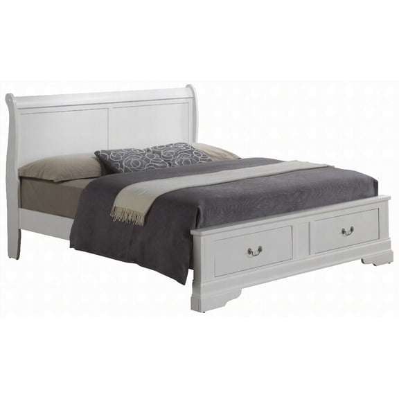King Size Solid Wood Storage Bed Frame with Smart Storage Options and White Finish for Master Bedroom