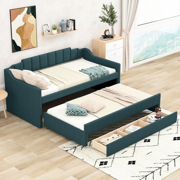 Twin Size Green - Adaptable Daybed - Studio and Guest Spaces - Comfortable Rest and Storage Solutions
