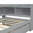 thumbnail image 1 of Twin Size Grey Bed with L-shaped Bookcases and Storage Drawers / Save Space and Charge Devices Easily, 1 of 2