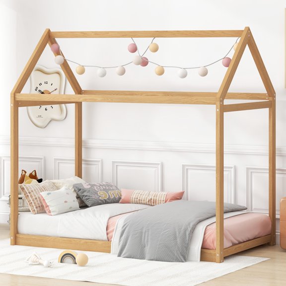 Twin Size House Bed - And Stylish Bedroom Essential In Wood Provide A Peaceful Serene Sleeping Environment