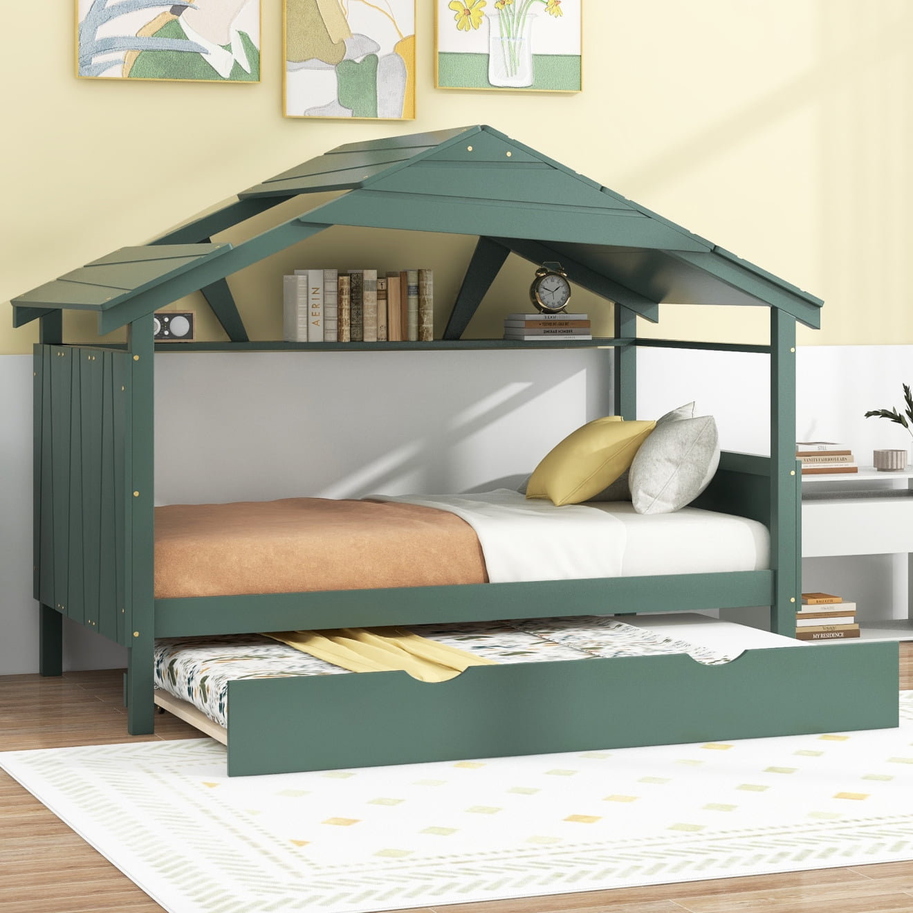 Woanke House Shape Bed With Trundle For Kids And Woanke