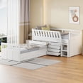 thumbnail image 1 of Twin Size L-Shaped Loft Bed with 7 Drawers and Ladder,Wooden Platform Bed with Full Guardrails,White, 1 of 1