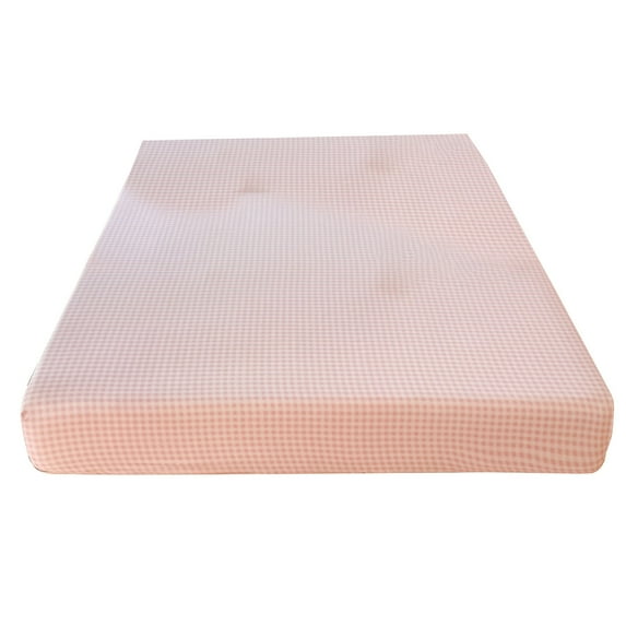 Twin Size Light Colored Checkered Bed Cover - Soft Sheet with Non-Slip Design, Machine Washable, 5 Pastel Colors Available (59"x79")