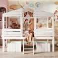 thumbnail image 1 of Twin Size Loft Bed with 2 Storage Drawers,House Wood Bed Frame with Roof and Windows,Playhouse Bed with Ladder & Solid Wood Slats Support & Safety Guardrails,No Spring Boxes Required, 1 of 7