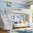 thumbnail image 1 of NOBRAND Solid Wood Built-in Wardrobe and Storage Space Twin Loft Bed with Stairs ,White, 1 of 18