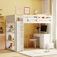 thumbnail image 1 of Twin Size Loft Bed Frame With Ladder, Shelves, And Desk, White, 1 of 9