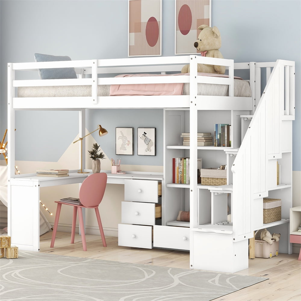 Kids white loft clearance bed