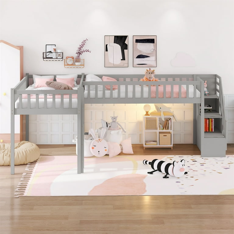 Loft king bed frame with storage store