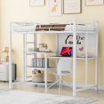 thumbnail image 1 of Twin Size Loft Bed with Desk & Whiteboard - Metal, 3 Shelves, Easy Assembly, 1 of 13