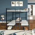 thumbnail image 1 of Twin Size Loft Bed with Table Sets, Transformable To Twin Over Twin Bunk, Metal Construction Loft Bed with Guardrails and Two Drawers, 1 of 11