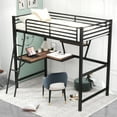 thumbnail image 1 of Twin Size Loft Metal&MDF Bed with Desk and Shelf, Black, 1 of 12