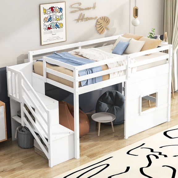 Twin Size Loft | Window Feature, No Box Spring Needed | Bedroom Accommodation
