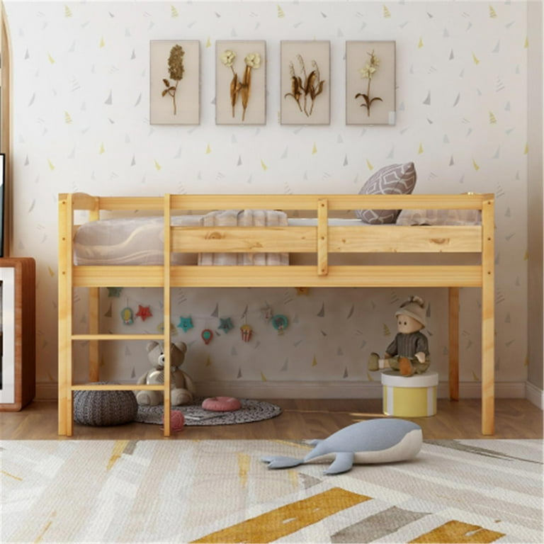 Natural wood outlet loft bed